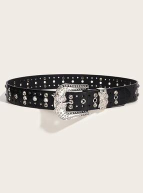 クロコダイル柄バタフライバックルスターベルト