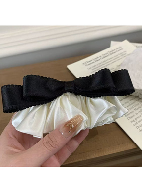 サテンフリルリボンバレッタ