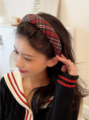 チェック柄カチューシャ