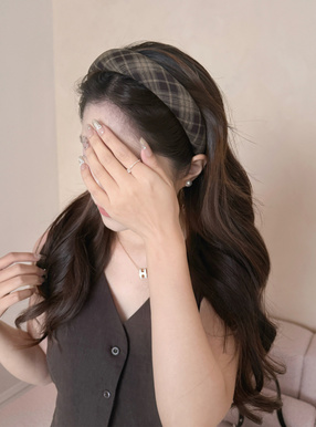 チェック柄カチューシャ