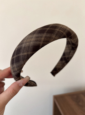 チェック柄カチューシャ