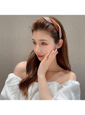 チェック柄ツイストデザインカチューシャ