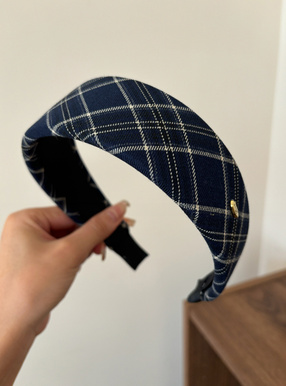 チェック柄カチューシャ