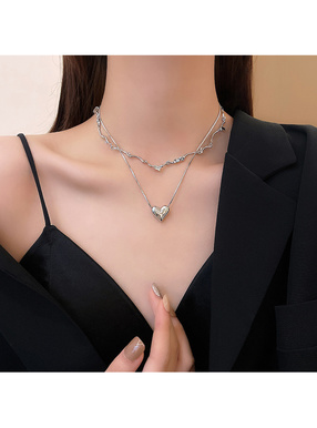 ウェーブネックレス×ハートネックレス2点セット