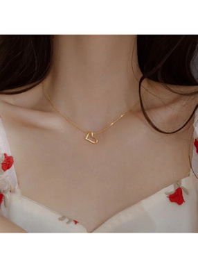 ラインストーンハートネックレス