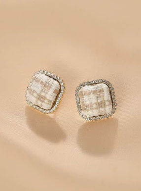 ツイードスクエアピアス