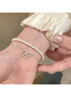 パールリボン2連ブレスレット