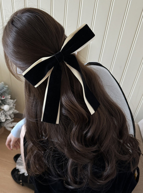 ベロアグログランリボンへアクリップ