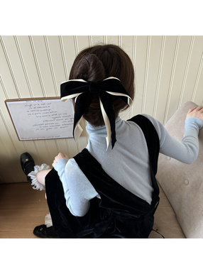 ベロアグログランリボンへアクリップ