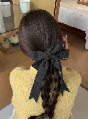 リブニットリボンヘアクリップ