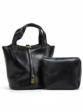 ポーチ付き2Wayレザーバケツバッグ