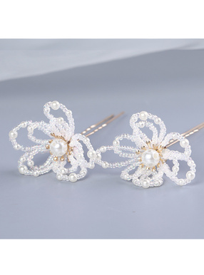 フラワービーズヘアピン2点セット