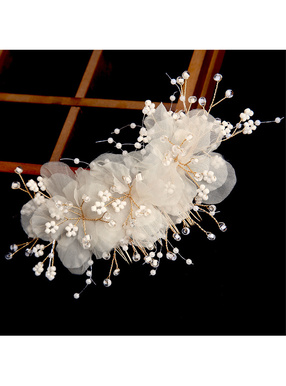フラワーモチーフパールヘアコーム