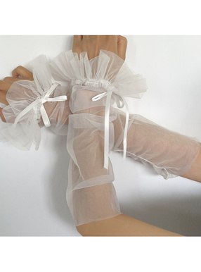 シアーフリルリボンアームカバー