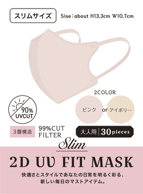 2DフィットUVカット小顔マスク スリムサイズ 30枚セット