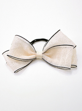 配色シアーリボンヘアゴム