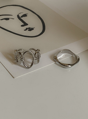 チェーンオーバルリング2点セット