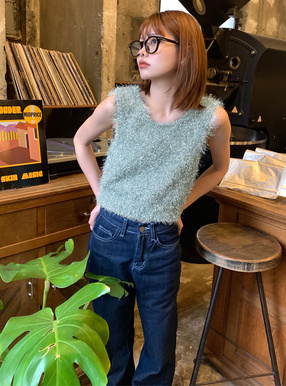 ラメシャギーニットベスト