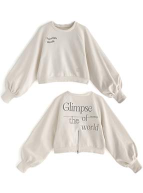 ロゴプリントバックジップスウェットトップス