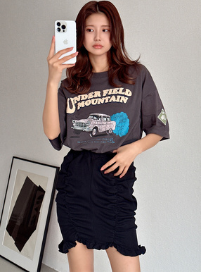 ギャザーテレコリブミニスカート