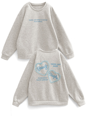 バックチュールハートロゴスウェットトップス