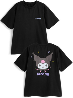 サンリオキャラクターズ　クロミロゴ刺繍バックプリントTシャツ
