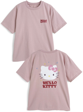 サンリオキャラクターズ　ハローキティロゴ刺繍バックプリントTシャツ