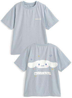 サンリオキャラクターズ　シナモロールロゴ刺繍バックプリントTシャツ
