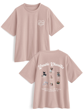 ロゴ刺繍バックドッグプリントTシャツ