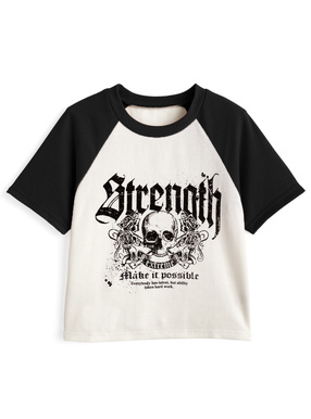 スカルロゴプリントラグラントップス