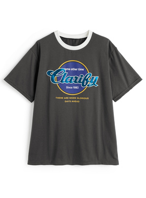 ロゴプリント配色リンガーTシャツ