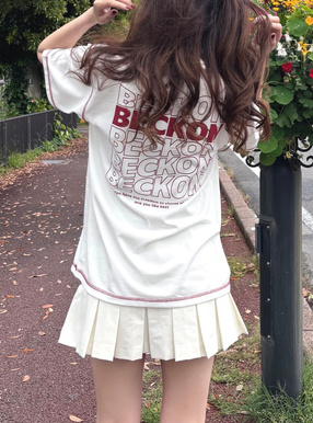 ウエーブロゴプリントステッチTシャツ