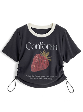 ストロベリーロゴプリントドロストTシャツ
