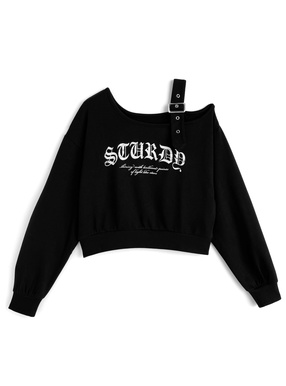 ワンショルダーロゴプリントスウェットトップス