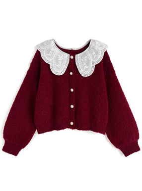 前後2Wayレース襟ブークレカーディガン