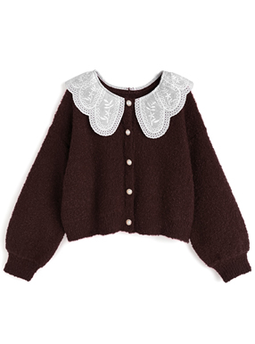 前後2Wayレース襟ブークレカーディガン