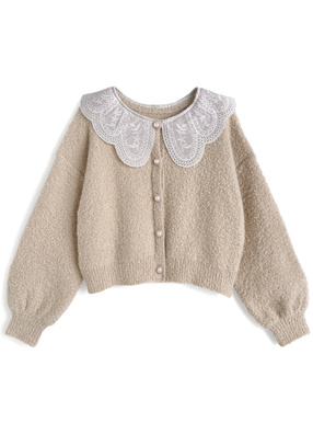 前後2Wayレース襟ブークレカーディガン