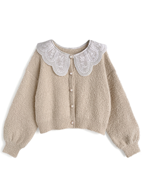 前後2Wayレース襟ブークレカーディガン