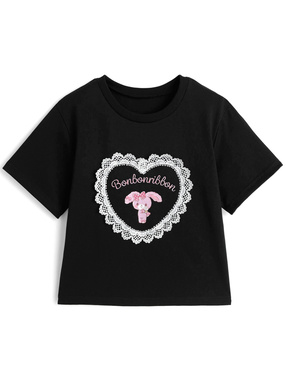 サンリオキャラクターズ　ぼんぼんりぼんレースロゴプリントTシャツ