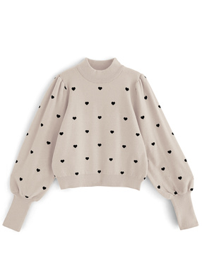 ハートジャガードニットトップス