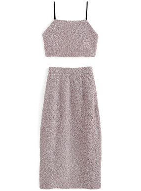 ボアクロップド丈ビスチェ×タイトスカートセットアップ