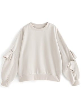 リボンスリーブ裏起毛スウェットトップス