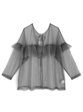 前後2Wayチュールフリルリボントップス