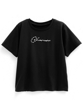 パール刺繍ロゴTシャツ