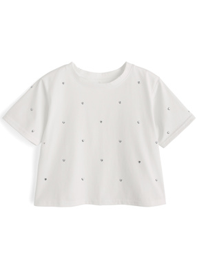 ハートスタッズショート丈Tシャツ
