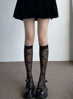 レースアップ柄シアーソックス