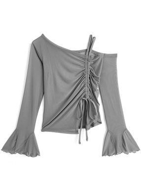 ワンショルダードロストシアートップス