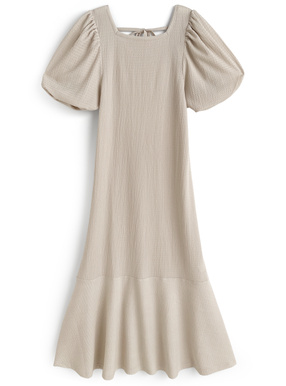 バックリボンバルーン袖ジャガードワンピース