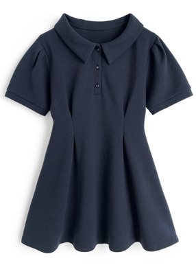 ポロ襟フレアミニワンピース