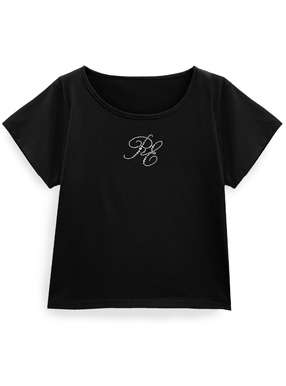 ラインストーンロゴTシャツ